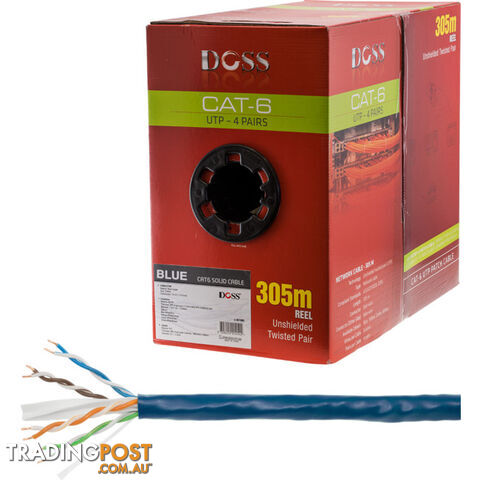 C6RBLU 305M CAT6 SOLID CABLE BLUE ROLL CODE