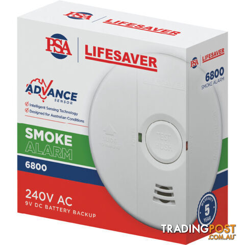LIF6800 240V SMOKE ALARM WITH 9V BACKUP ADVANCED SENSOR PHOTOELECTRIC - photo 2 of 3