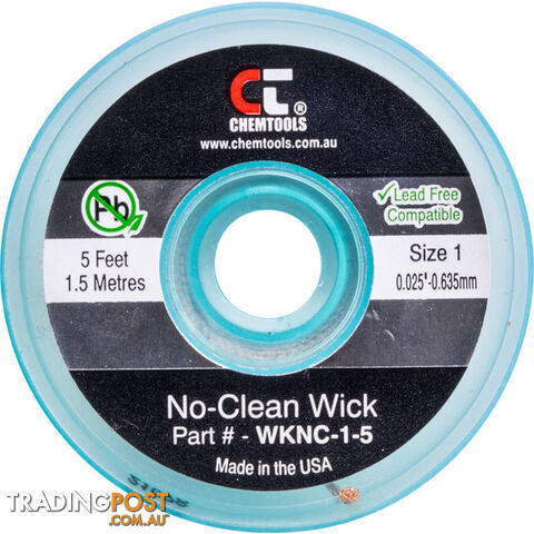 SWNC1S 0.8MM X 1.5M SODER WICK BRAID CHEMTOOLS #1 WHITE NO CLEAN