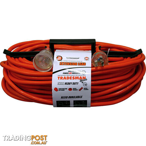 UR24030T 30M HEAVY DUTY EXTENSION LEAD POWER LEAD ORANGE & CLEAR PLUG