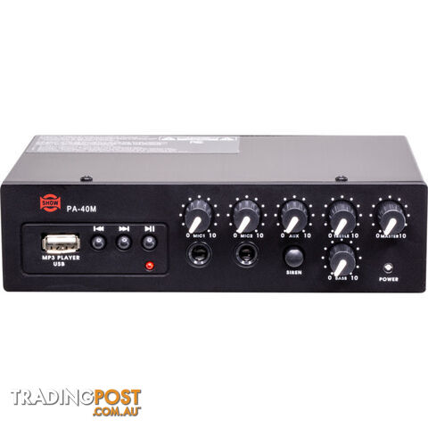 PA40M 40W DC12V CLASS D AMPLIFIER MP3 SIREN 2XMIC AUX IN SHOW - photo 2 of 4