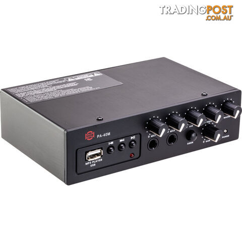 PA40M 40W DC12V CLASS D AMPLIFIER MP3 SIREN 2XMIC AUX IN SHOW