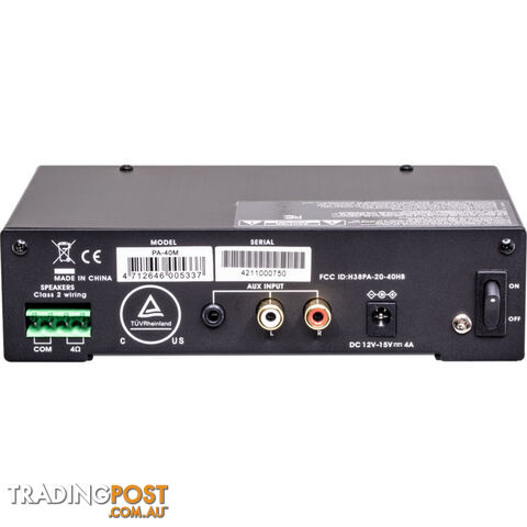 PA40M 40W DC12V CLASS D AMPLIFIER MP3 SIREN 2XMIC AUX IN SHOW - photo 3 of 4