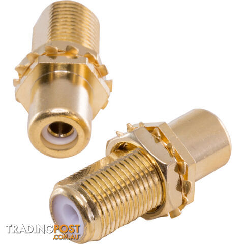 KPARCFW GOLD 'F' SOCKET TO RCA SOCKET WHITE JOINER - KORDZ