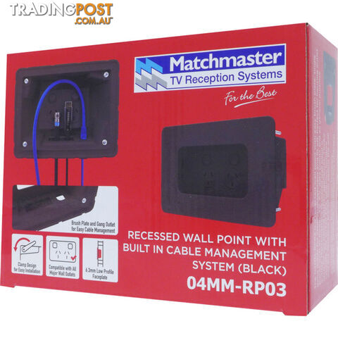 04MM-RP03 RECESSED WALL POINT WITH CABLE MANAGEMENT SYSTEM BLACK