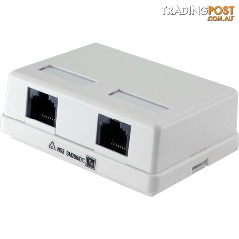 SM288IDC/WHT DUAL CAT5 SURFACE MOUNT SOCKET RJ45 IDC PUNCH IN TERMINATION