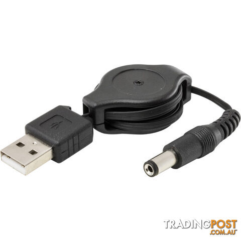 LC7225 0.8M RETRACTABLE USB TO DC PLUG TO PLUG USB2 TO 2.1MM DC