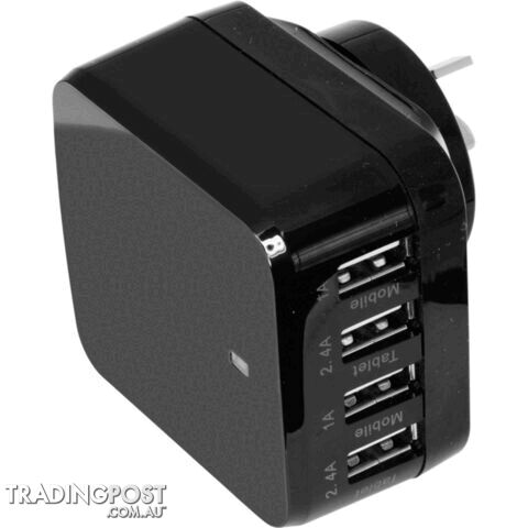 SM568B 5V 6.8A FOUR USB CHARGER BLACK INTERCHANGABLE TRAVEL ADAPTOR - photo 2 of 3