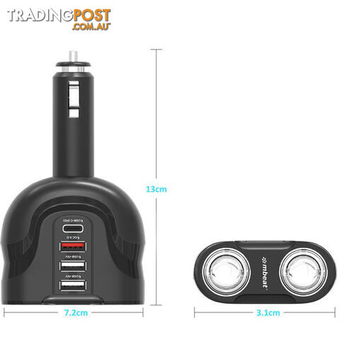 MBCHGRC38 4-PORT USB-C CAR CHARGER CIG SPLITTER PD QC - photo 5 of 5