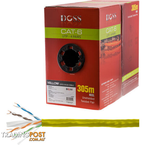 C6RYLW 305M CAT6 SOLID CABLE YELLOW SOLD AS 305M ROLL ONLY