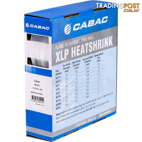 HS19.1CLR-5M 19.1MM X 5M HEAT SHRINK BOX CLEAR