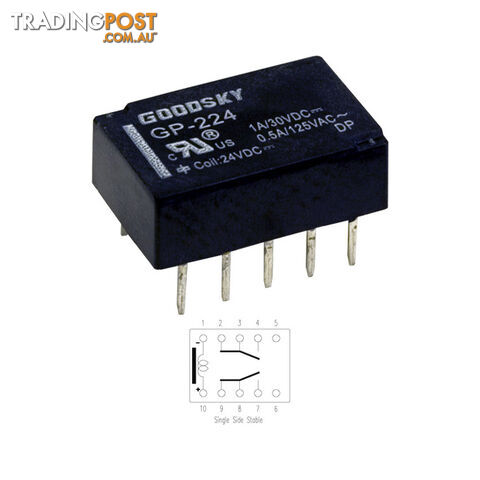 GP224 24V DC 1A COMPACT RELAY LOW PROFILE DIL PITCH