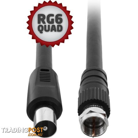 FL6Q-1.5PF 1.5M RG6QUAD PAL TO 'F' LEAD PAL TO 'F' FLYLEAD - BLACK