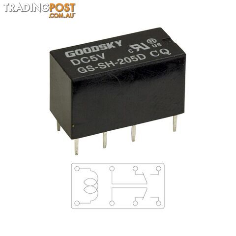 GSSH205D 5V DC 2A DUAL INLINE RELAY DOUBLE POLE