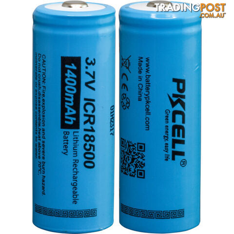 PK18500 3.7V 1400MAH 18500 LI-ION BATTERY 2PK RECHARGEABLE PKCELL 2PCS/SHRINK