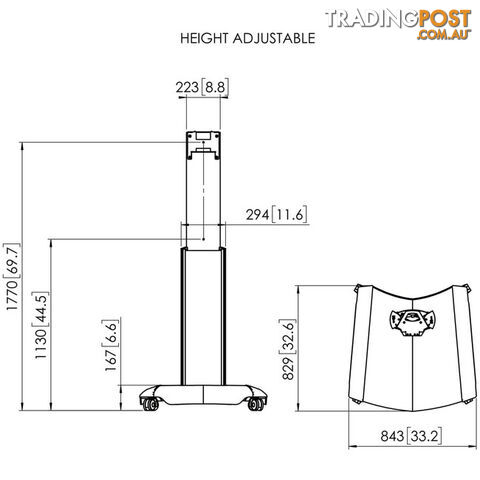 PFT2520 HEIGHT ADJUSTABLE LCD TROLLEY INCL PFB34X BAR AND PFS33X STRIP - photo 3 of 4
