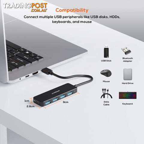 U3H5K 4 PORT USB3.0 HUB WITH USB-C DC PORT