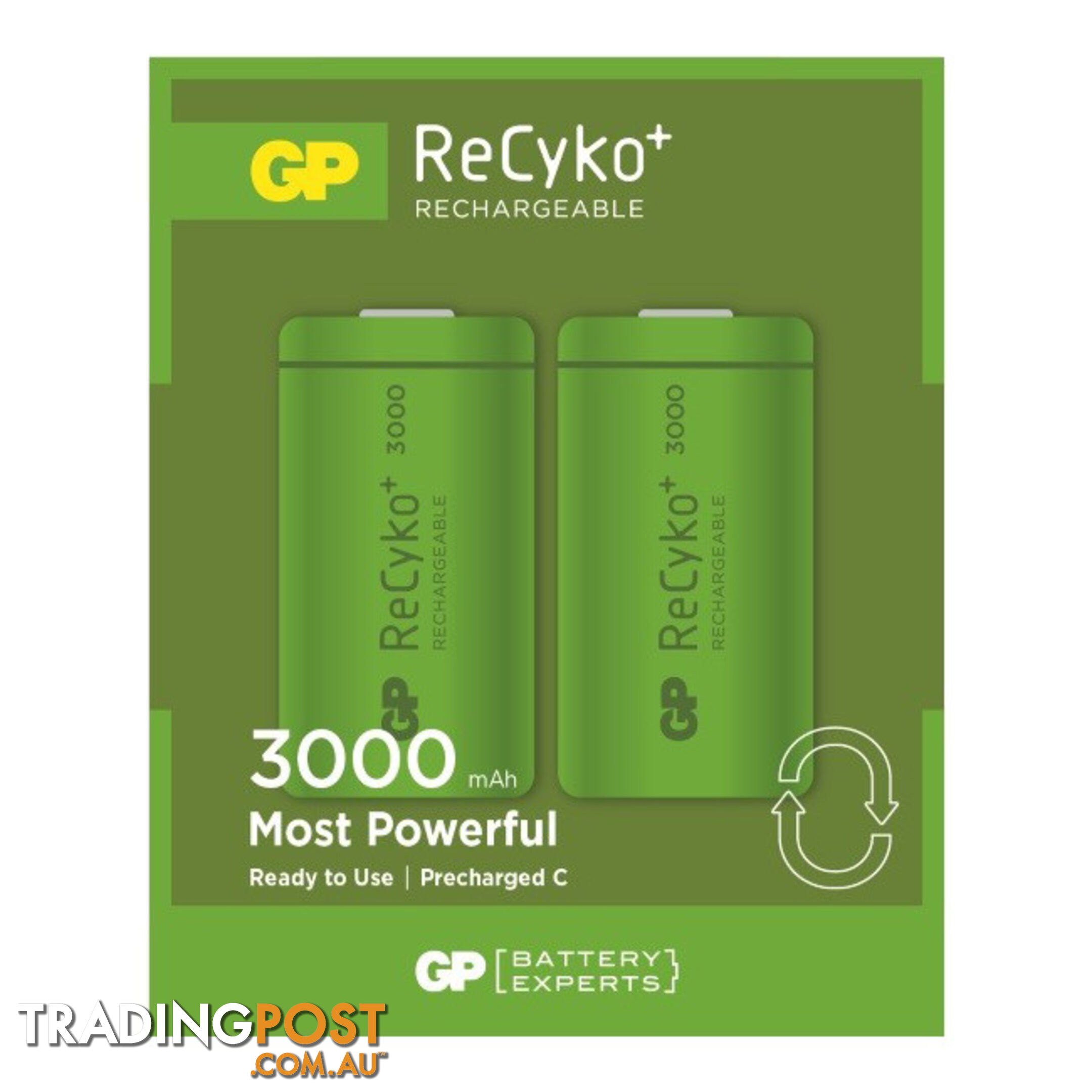 300CHCB-C2 3000MA RECYKO+ 'C' BATTERY 2PK RECHARGEABLE NIMH GP