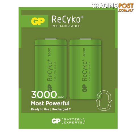 300CHCB-C2 3000MA RECYKO+ 'C' BATTERY 2PK RECHARGEABLE NIMH GP