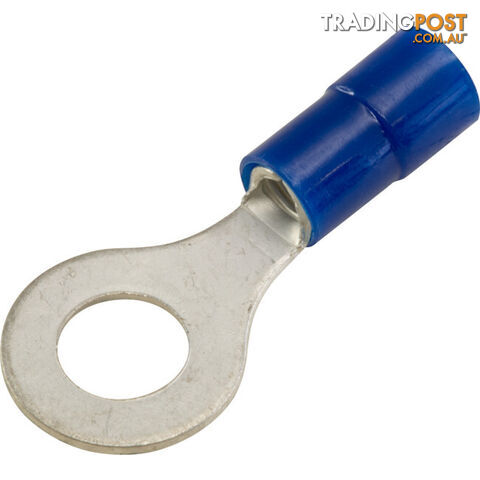 RT2-6-50 RING TERMINALS BLUE 6MM STUD 50PK WIRE RANGE 1-2.5MM SQUARE