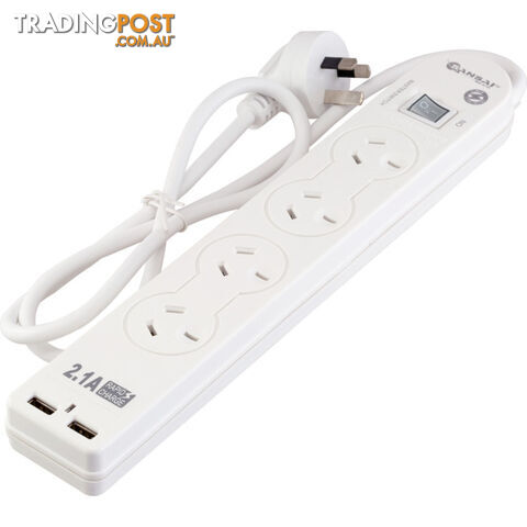 PAD502USB 4 WAY POWERBOARD WITH 2 USB MASTER SWITCH