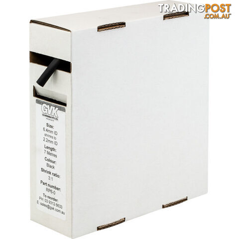 RP64 6.4MM X 7MT HEAT SHRINK ROLL 3:1 RATIO - BLACK