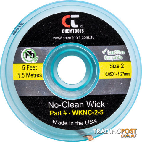 SWNC2S 1.5MM X 1.5M SODER WICK BRAID CHEMTOOLS #2 YELLOW NO CLEAN