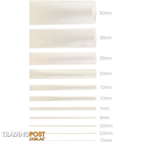HS3.5WHT 3.5MMX1.2M HEAT SHRINK - WHITE HSWT135