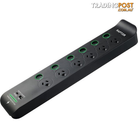 RAP6S RAPTOR 6 WAY INDIVIDUALLY SWITCHED POWERBOARD WITH 30W PD USB-C 30W QC USB-A - photo 2 of 4