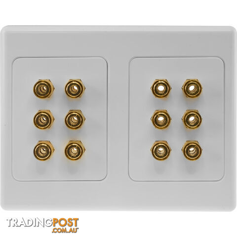 PRO1143 12 TERMINAL SPEAKER WALL PLATE GOLD PLATED 12X BANANA SOCKETS
