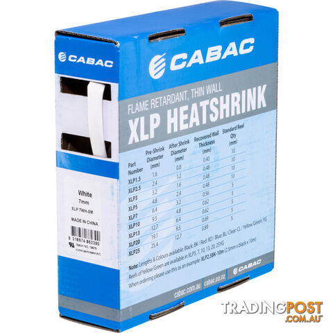 HS6.4WHT-5M 6.4MM X 5M HEAT SHRINK BOX WHITE