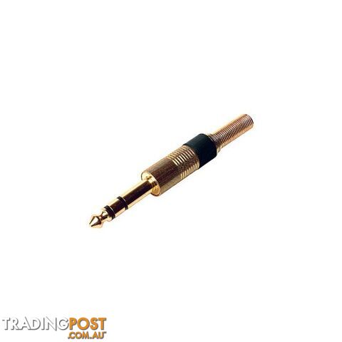 PD1452 6.3MM GOLD STEREO PHONO PLUG BLACK - SPRING PROTECTION