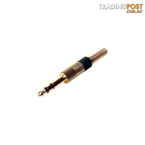 PD1452 6.3MM GOLD STEREO PHONO PLUG BLACK - SPRING PROTECTION
