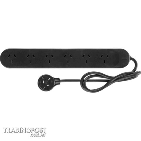 R105/6BL HPM 2400W 6 OUTLET POWERBOARD 0.9M LEAD - BLACK
