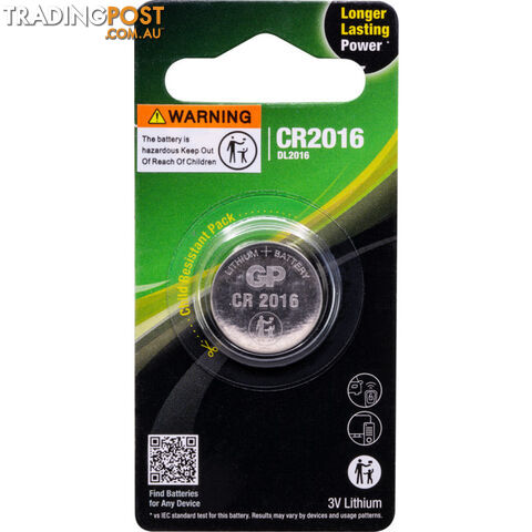 CR2016C1 3V 72MAH LITHIUM BATTERY GP