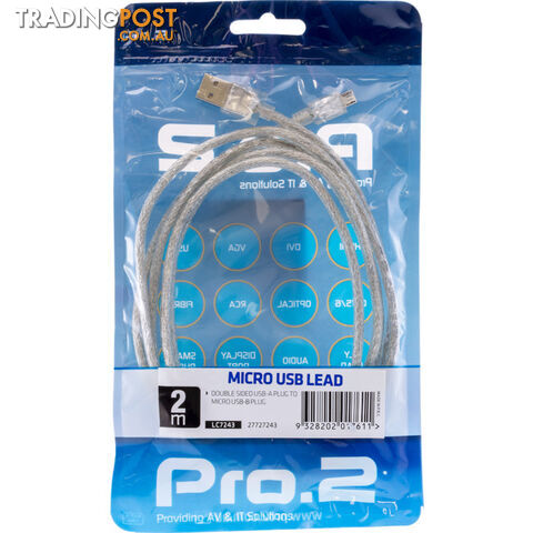 LC7243 TRANSPARENT MICRO USB LEAD 2M DOUBLE SIDED USB-A PLUG USB-B - photo 4 of 4