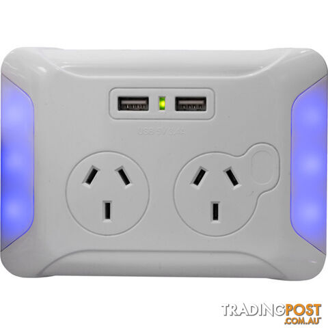 CWPUSB2 CLIP OVER WALL PLATE WITH USB DOUBLE GPO NIGHT LIGHT AC - photo 4 of 4