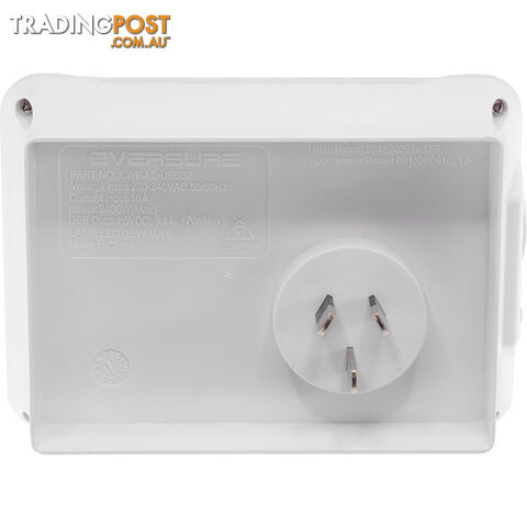 CWPUSB2 CLIP OVER WALL PLATE WITH USB DOUBLE GPO NIGHT LIGHT AC - photo 3 of 4
