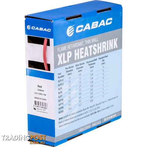 HS2.4RED-10M 2.4MM X 10M HEAT SHRINK BOX RED