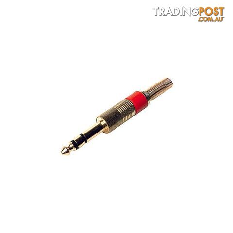PD1453 6.3MM GOLD STEREO PHONO PLUG RED - SPRING PROTECTION