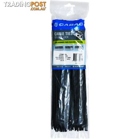 CT290BKDL 280 X 4.3MM DOUBLE LOCK CABLE TIE 100PK BLACK