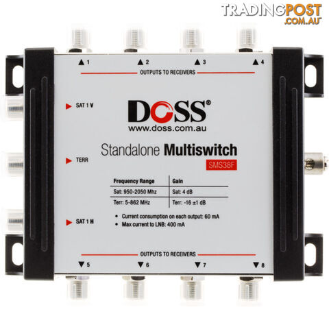 SMS38F 3-IN 8-OUT MULTISWITCH 5-2150MHZ F-TYPE SATELLITE FTA