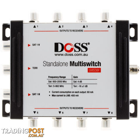 SMS38F 3-IN 8-OUT MULTISWITCH 5-2150MHZ F-TYPE SATELLITE FTA - photo 1 of 2
