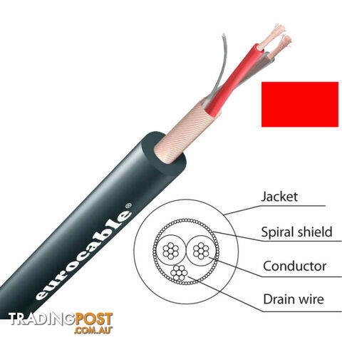 LK02R6E-1MT RED AUDIO / MIC CABLE - 1M EXTRA FLEX PER METRE (100M)