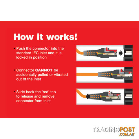 K9-3MLK 3M IEC LOCKING POWER LEAD BLACK IEC-C13 - photo 2 of 2