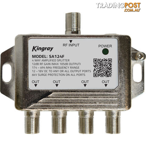 SA124FDP 4 WAY POWERED TV SIGNAL SPLITTER INCLUDES PSK06 POWER SUPPLY