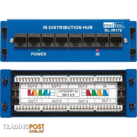 RLIR170 IR OVER CAT5 DISTRIBUTION HUB 7X RJ45 IN 1 OUT RESI-LINX - photo 4 of 4