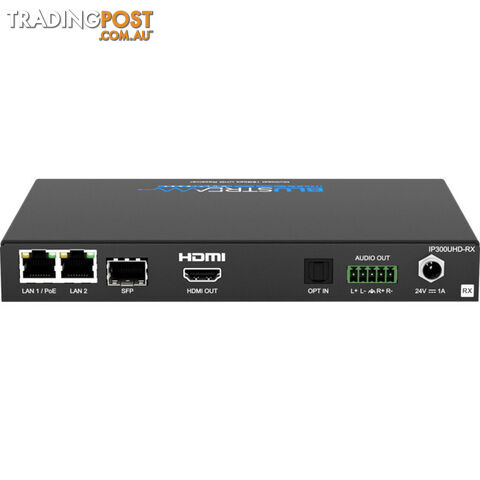 IP300UHDRX IP MULTICAST UHD 18GBPS VIDEO RECEIVER OVER 1GB IR, RS-232 & USB / KVM, POE- HDCP2.2