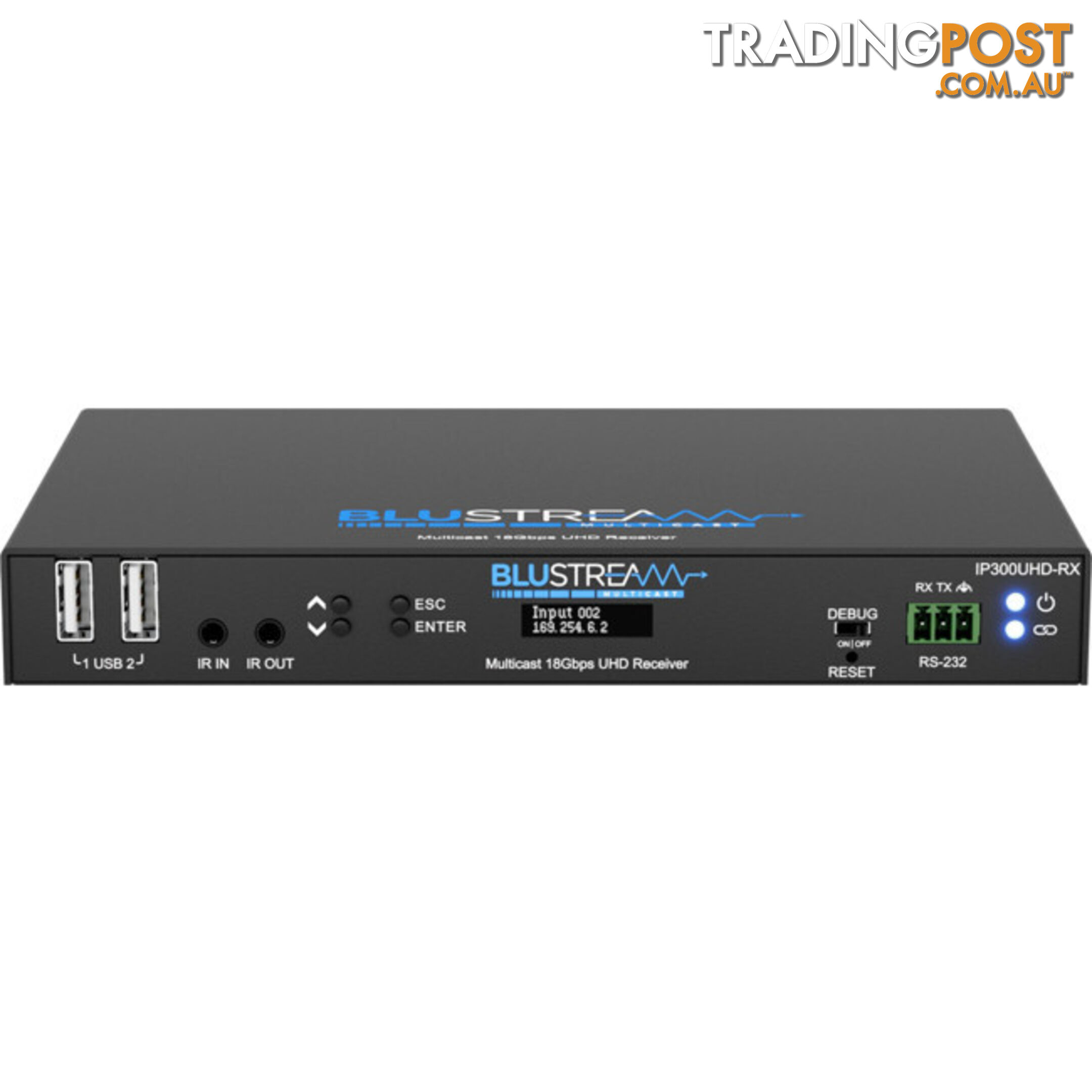 IP300UHDRX IP MULTICAST UHD 18GBPS VIDEO RECEIVER OVER 1GB IR, RS-232 & USB / KVM, POE- HDCP2.2