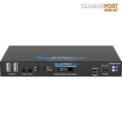 IP300UHDRX IP MULTICAST UHD 18GBPS VIDEO RECEIVER OVER 1GB IR, RS-232 & USB / KVM, POE- HDCP2.2